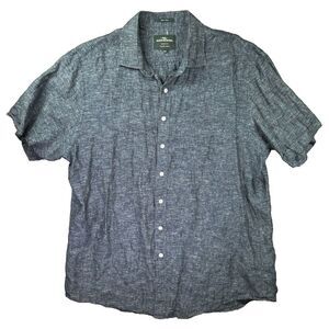 Rodd & Gunn Shirt Mens 2XL Albini Linen Short Sleeve Sports Fit Gray Casual Pock